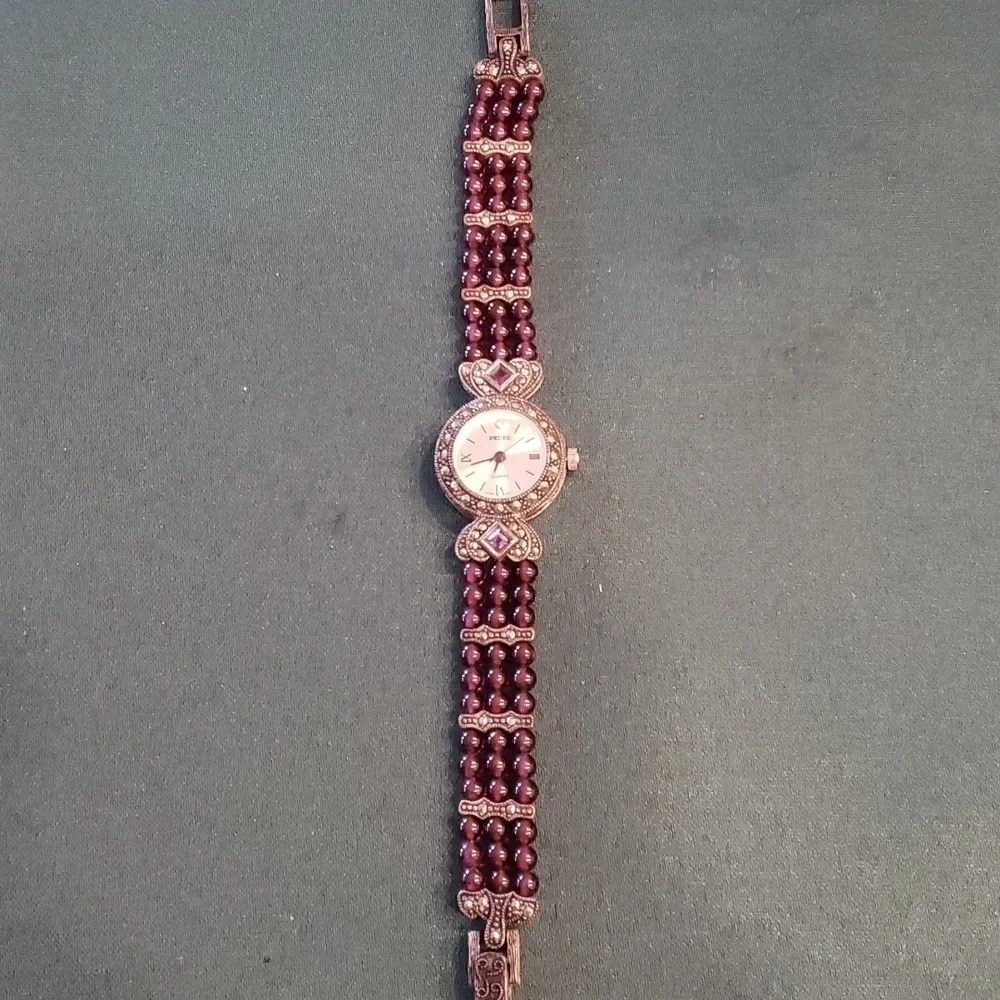Victorian Garnet And Rhinestone watch Bohemian And Vintage Style - Picture 2 of 7